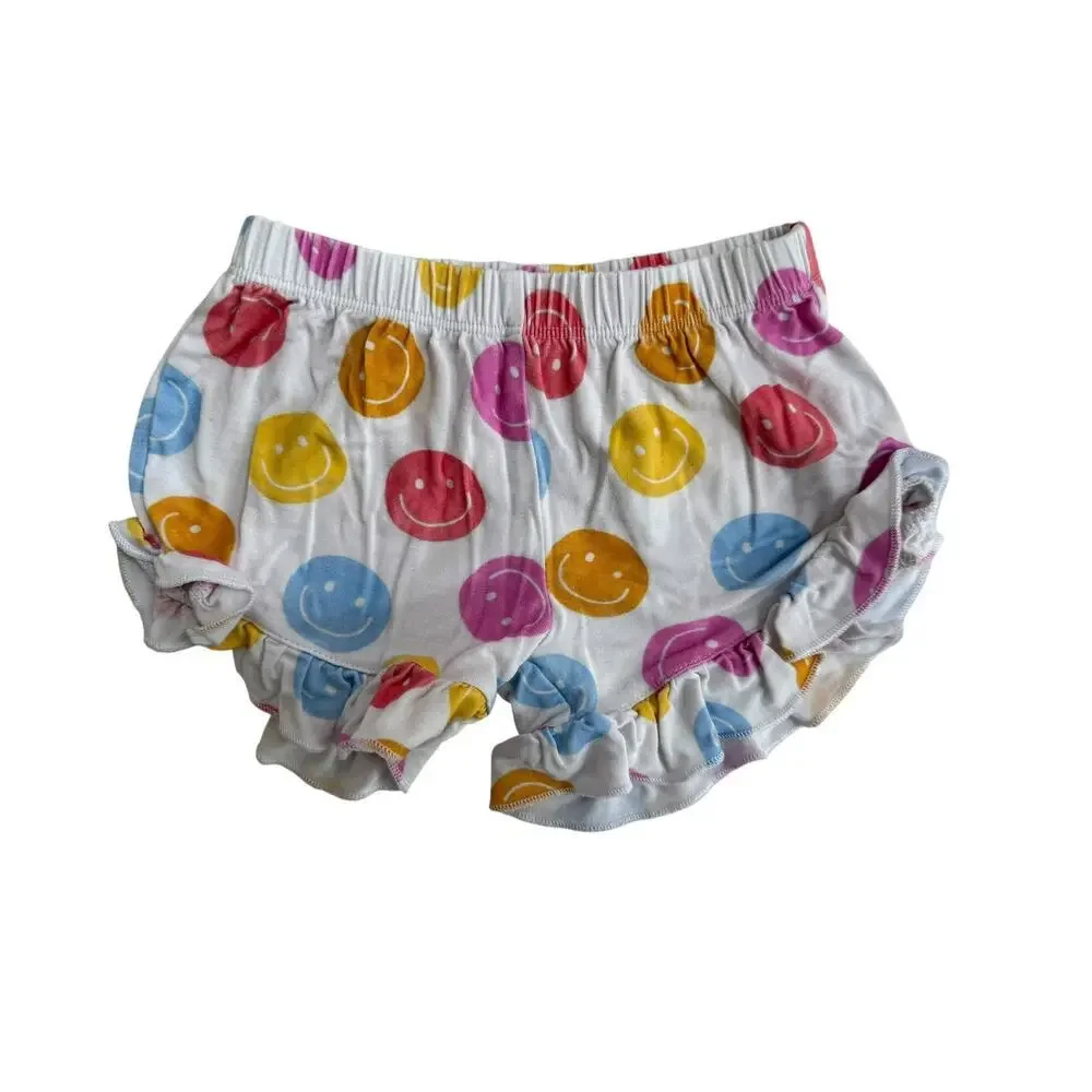 Little Pajama Co. Baby White Smiley Print Ruffle Top & Shorts Set Size 2T